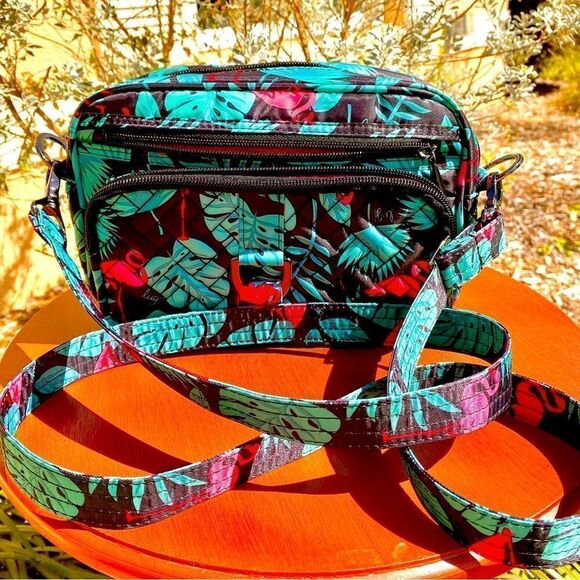 NEW LUG PINK & BLACK FLAMINGO CROSSBODY BAG - Picture 1 of 16